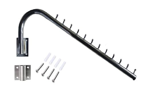 Image of Q1 Beads Steel Wall Mount 12 Pin Swivel Hook Hanger Rail for Display Wall Drope Hanger for Clothes Hanging(1 Pack, Chrome)