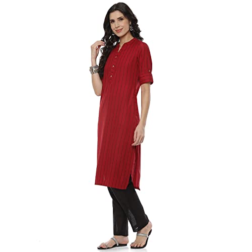 Image of Rangriti Off White Art Silk Straight Kurta for Women