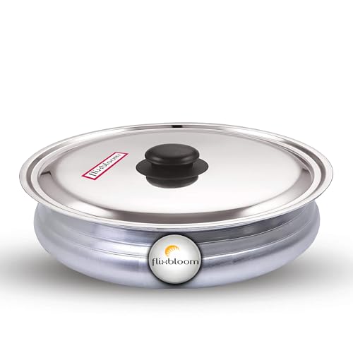 Image of Edge 2.5 Litre Urli /Uruli /Handi /Bhagona /Lagan Cookware Kitchen Utensil Pot Meen Chatty Cook-n-Serve for Cooking Pure Virgin Food Grade (With Lid, Silver)