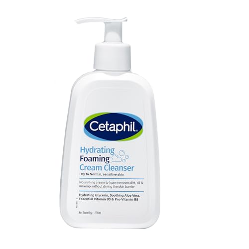 Cetaphil Hydrating foaming Face Wash, Cream to Foam Cleanser 236ml | Niacinamide, Pro-Vitamin B5 & and Aloe for Gentle Cleansing