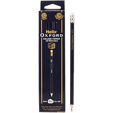 Helix Oxford 2B Grade Graphite Pencils with Eraser Tip (Pack of 12) with Plastic Free Packaging, 857201 Cover