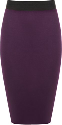 WearAll Womens Plus Size Plain Bodycon Pencil Ladies Stretch Office Midi Skirt 8-22