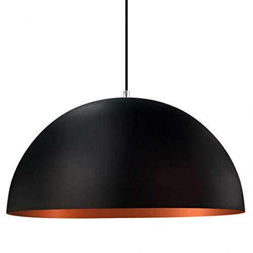 Lustre Pendente Meia Lua 30cm De Alumínio Preto com Cobre