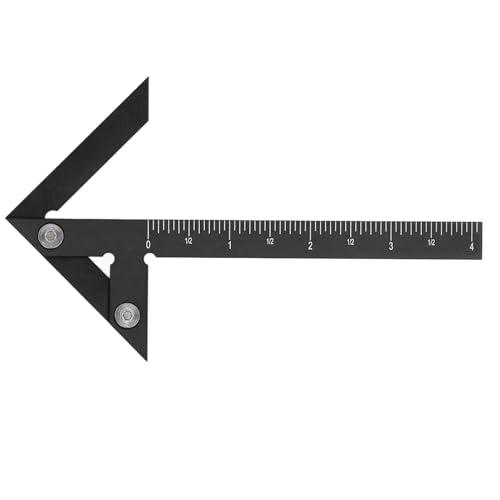 45 90 Degree Angle Center Scribe Line Circle Marker 45 90 Degree Angle Finder Imperial Aluminum Alloy Woodworking Measuring Tool Black