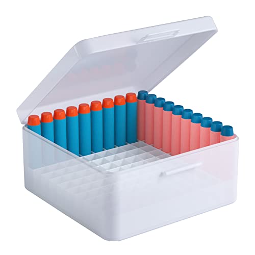 lififun Darts Aufbewahrungsbox, Dart Aufbewahrungsbox mit 20 Darts & 2 Gitterschlitzen für Nerf N-Strike Elite & Elite 2.0