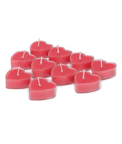 PROSPERRO LUMO by Parkash Candles Scented Heart Shaped Tealights for Home Decor | Set of 10 (RED - Rose), SCENTED WAX Tealight