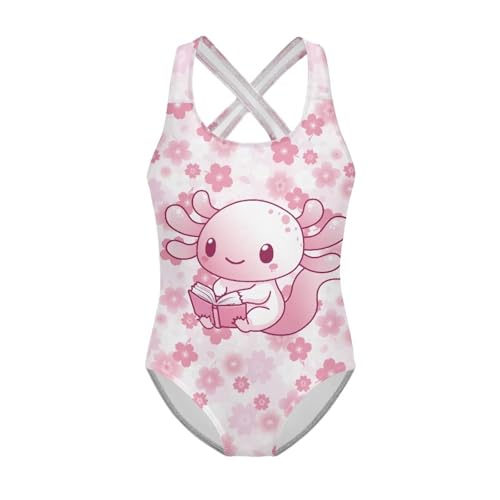 Image of WELLFLYHOM Girls Bathing Suits Size 5-14 One Piece Cross Back Swimsuit Sleeveless Full Coverage Swimwear for Beach Swimming