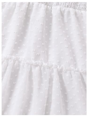 Floerns Girl's Swiss Dots Frilled Trim Tiered Layer Shirred Flowy Midi Cami Dresses4