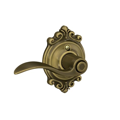 Image of SCHLAGE Accent Lever with Brookshire Trim Bed and Bath Lock in Antique Brass - F40 ACC 609 BRK