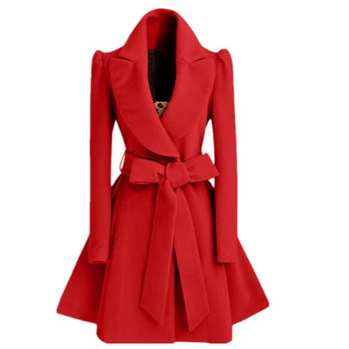 Maiyifu-GJ Womens Elegant Dress Coat Mid Long Notched Lapel Wool Blend Trench Coats Fall Winter Fashion Overcoat with Belt2