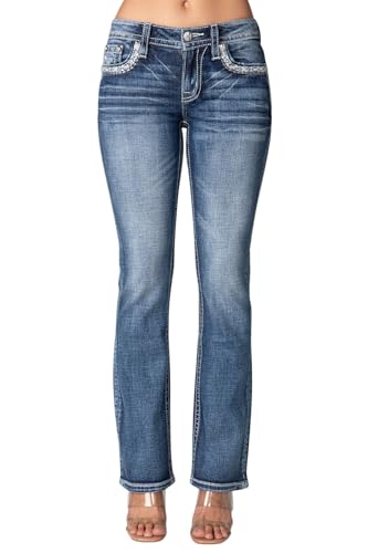 Miss Me Women's Winter Lace Faux Flap Pocket Mid-Rise Bootcut Jeans2