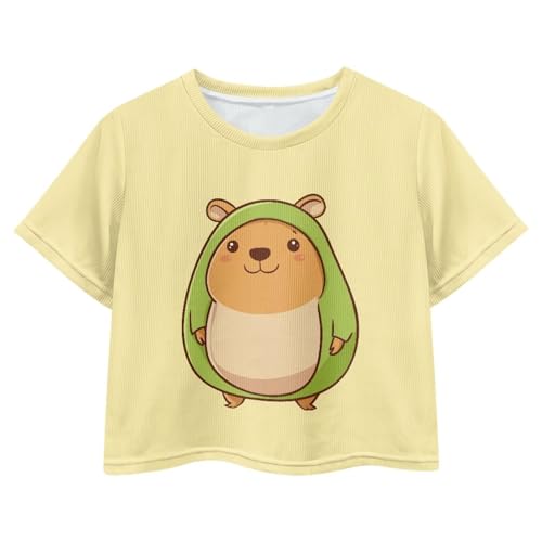 Image of Girls Crop Tees Crew Neck Casual Short Sleeve T Shirts Kids Loose Soft Comfortable Tees Blouses Shirt for Little Girl