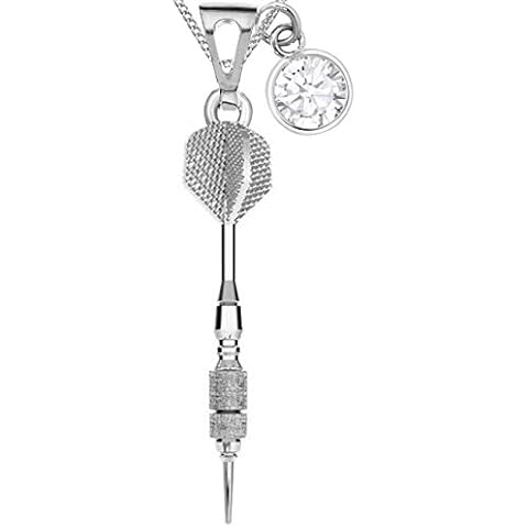 Dart Cubic Zirconia Crystal Pendant with Necklace 925 Sterling Silver Women Men Chain Dart (CZ White, 45), 925 sterling silver Cover