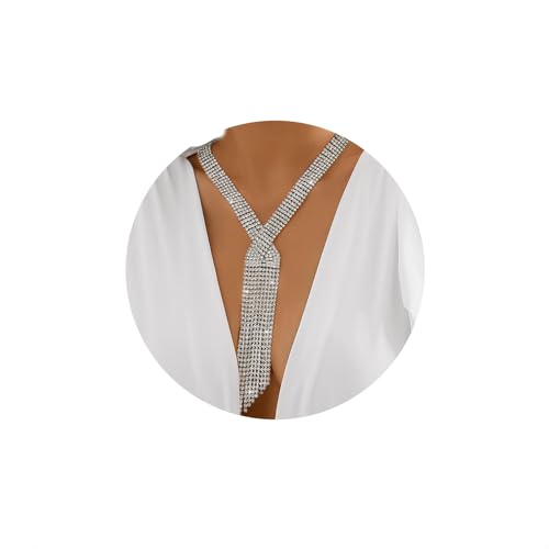ELABEST Long Rhinestone Necklace Statement Tassel Necklaces Crystal Layered Y Choker for Women