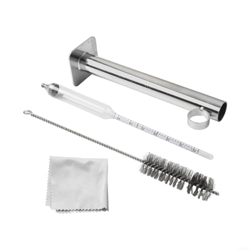 Yhenlovtt Juego de tazas con medidor de gravedad específico con hidrómetro para medición de densidad de jarabe, construcción de acero inoxidable con cepillo, ideal para pruebas de jarabe de arce (A)