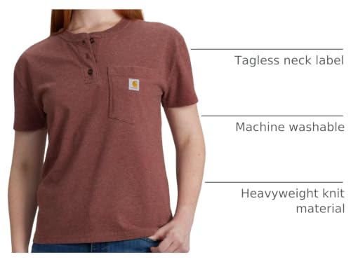 Image of Carhartt Women's 106813 Women's Loose Fit Short-Sleeve Heavyweight Henley T-Shi