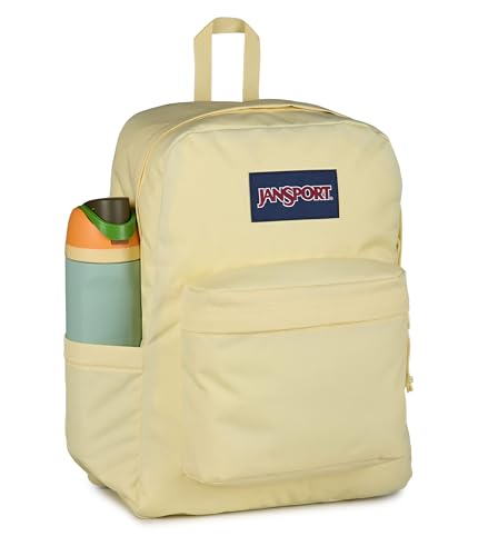 Image of JanSport SuperBreak Plus Backpack with Padded 15-inch Laptop Sleeve and Integrated Bottle Pocket - Spacious and Durable Daypack for Work and Travel, Lemon Ice