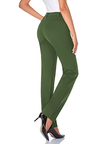 Image of Tapata Women's 28'' /30'' /32'' /34'' Stretchy Straight Dress Pants with Pockets Tall, Petite, Regular for Office Work Business