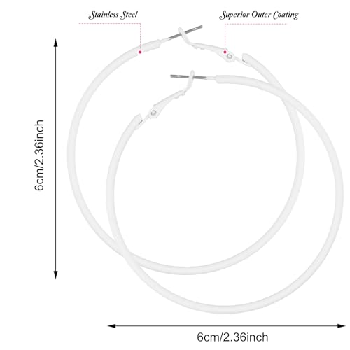 2Pcs Hoop Earrings for Women 70s 80s 90s Large Retro Neon Earrings 60mm Hoop Earrings Cute Beach Earrings Party Earrings Accessories for Women4