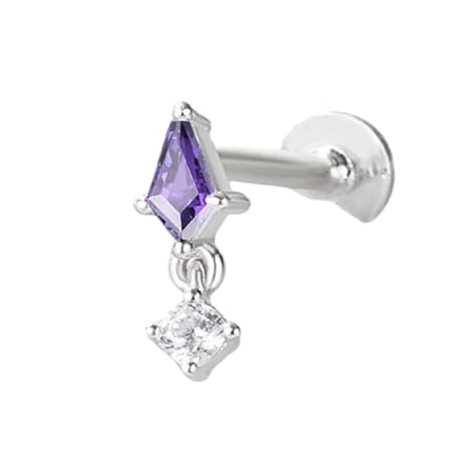 Boucle d'oreille anti douleur tête plate et zircon oeil de cheval 925
