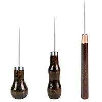 CONJURAIDE 3 Stück Ahle, Prickelnadel Ahle mit Holzgriff Leder Werkzeug Nähen Vorstecher Holz Stichel Spicknadel Ledernadel Lochstecher für Nähahle Handwerkzeug Lederverarbeitung