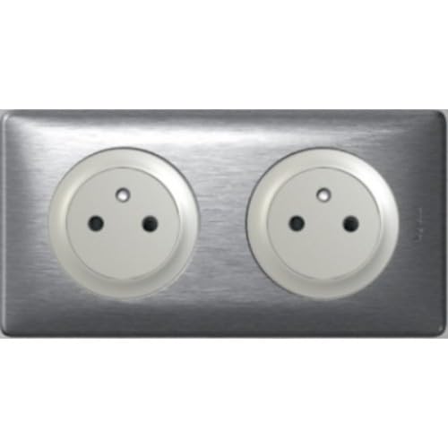 Legrand NC4686 | Double Prise 2 P+T Céliane Aluminium, SurfaceDouble Prise 2 P+T Céliane Aluminium, Surface