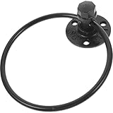 SHINEOFI Toallero de Baño de Hierro Forjado Negro Estilo Industrial Anillo para...