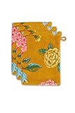 Pip Studio Waschhandschuh-Set Good Evening 3X Farbe Gelb, Größe 16x22 x 3