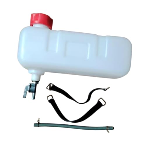 JAYIOLA Leerer Kraftstofftank 1.5L Mischflasche Benzinbehälter Ölkanne Verdickte Kanister mit Ventilhahn Robustes Material für Trimmer Rasenmäher Motorsense M, mit Zubehör