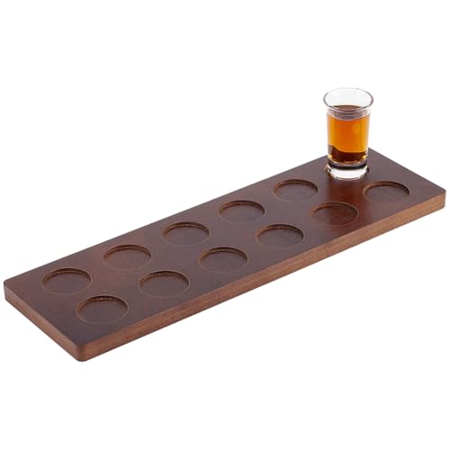 UNICRAFTALE Tequila Shot Board Glass Holder Wooden Flight Glass Cup Tray 12pcs Shots Tequila Gifts Bar Serving Trays for Restaurant Bar Kitchen Party Family Gathering