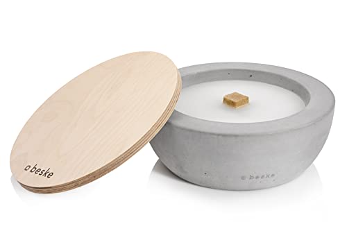 Betonfeuer - Das Original der Beske-Manufaktur | Modell SAVO | Ø25cm mit Dauerdocht | Wiederbefüllbare Fackel | Unendliche Brenndauer | Recycling von Kerzenwachs | Tischfeuer Fackel