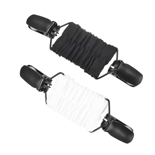 Image of 2-Pack Dress Cinch Clips, Adjustable Elastic Shawl Clips for Women, Black & White, Secure and Scratch-Free for Dresses, Shawls, Scarves