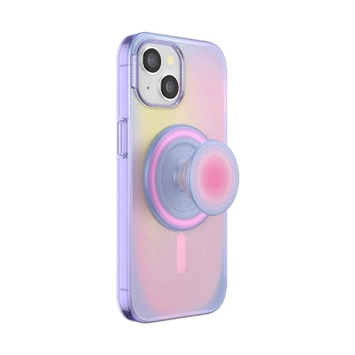 PopSockets iPhone 15 Phone Case with MagSafe Wireless Charging Compatible Purple - Opalescent Blue