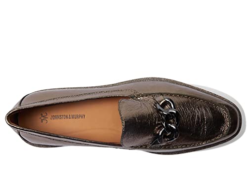 Image of Johnston & Murphy Gracelyn Chain Loafers for Women - Leather Construction - Removable EVA Footbed Bronze Metallic Sheepskin 9 M
