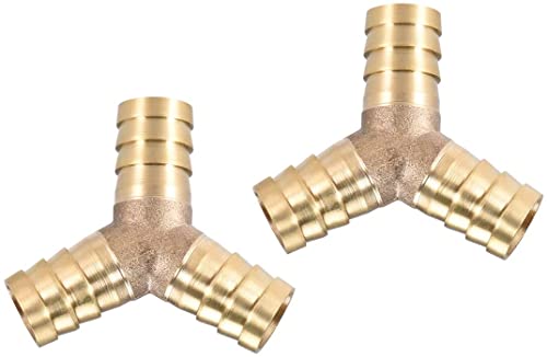 XYWHPGV 14 mm ID Brass Barb Splicer Fitting, Y-Shape 3-Way, Barb Hose Connection Air Gas Water Fuel, T-piece with Barb, Pack of 2 (61e90 261dd 92f75 6aa74 bef9a 262b5