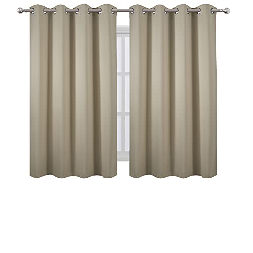 Image of LEMOMO Blackout Curtains 52 x 45 inch /Beige Curtains Set of 2 Panels /Thermal Insulated Room Darkening Bedroom Curtains