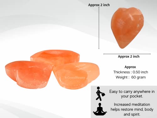 Image of Certified Large Orange Selenite Crystal Heart Palm Pebbles Stones for Anxiety Stress Relief Massage - AAA Grade Original Healing Gemstone Agate Heart Palm Stone for Yoga Meditation Spiritual