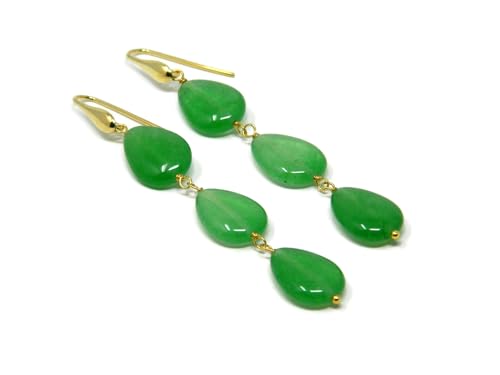 Boucles d'oreilles en jade verte fait main en Italie, cadeau idéal