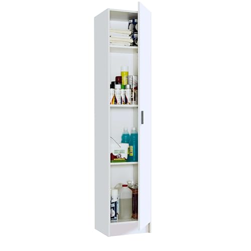 Habitdesign Kawai 1 007141O - Mueble Armario Multiusos, 1 Puerta, Color Blanco, Medidas: 37 cm (Largo) x 180 cm (Alto) x 37 cm (Fondo)