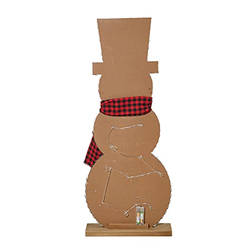 Image of Glitzhome 36 inch H Lighted Wooden Christmas Snowman Porch Decor Standing Porch Sign Merry Christmas Welcome Sign Holiday Party Outdoor Indoor Xmas Decorations