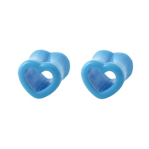 NewZenro Acrylic Hollow Heart Double Flared Ear Tunnels Plugs Gauge Expander Stretching Earrings for Women Love Piercing Body Fashion Y2K Jewerly for Her Bff (Blue, 4g(5mm))