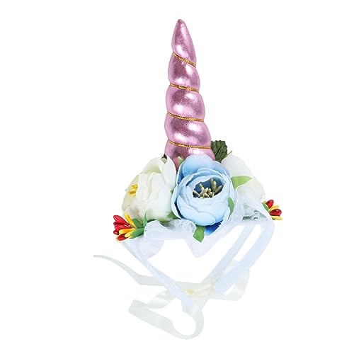 Toyvian Funny Unicorn Pet Hat Soft Cloth Cosplay Props for Cats and Dogs Adorable Pink Horn Design for Birthday Halloween Christmas Parties and Photo Shoots