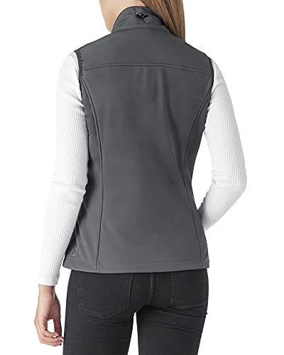 Outdoor Ventures Softshell Weste Damen Ärmellose Jacke Laufweste Leicht Winddicht Warm Fleeceweste Stehkragen Sport Golf Weste mit 4 Taschen für Wandern Camping Dunkelgrau XL