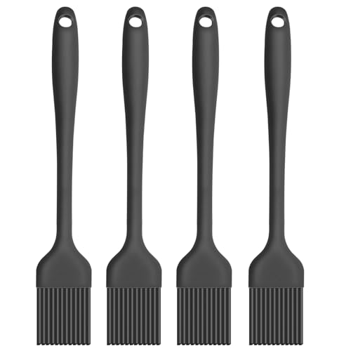 4 Stück Backpinsel 21cm Silikonpinsel Küche Grillpinsel Basting Gebäckbürste Pinsel Backen Hitzebeständig silikon kochpinsel für Backen,Kochen,Grillen