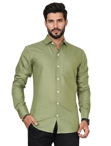 Image of Full Sleeve Black Formal Shirt for Men Cotton Regular Fit Casual - Pure Premium Branded Shirts for Men Formal Stylish Slim Plain Solid Man Wear as Office and Party