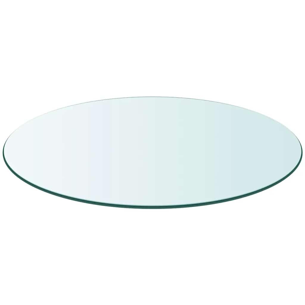 vidaXL Tischplatte, Ø 700 mm, Gehärtetes Glas, Keine Montage, Transparent, Rund, 8 mm Dick, Ersatzschutz, Robuste Glasplatte