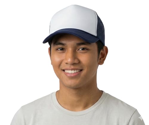 Image of NYFASHION101 Plain Mesh Trucker Hat - Breathable 6-Panel Daily Snapback Cap, Customizable Ideal for DIY Embroidery & Patches