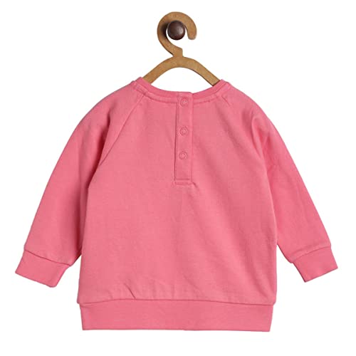 Image of miniklub Girls White & Pink Self Design Sweatshirt