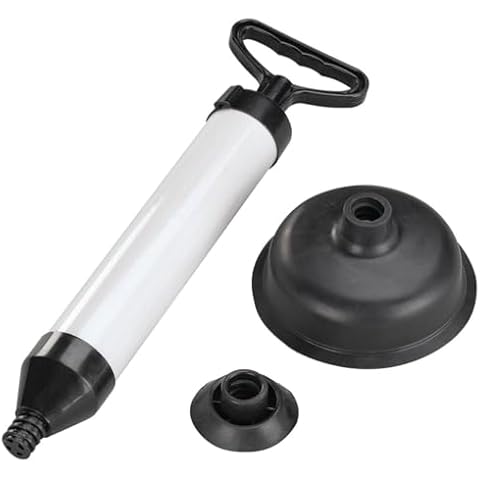 Drain Buster Plunger: Powerful Suction Clears Most Clogs in Toilets, Sinks, bathtubs, and Showers. No Harsh Chemicals, Easy to use. Includes 2 Tips. 6" Dia. x 17 1/3". LivingSURETM Cover