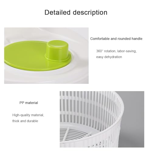 Salad Spinner Small,Spinning Colander with Clear Serving Bowl,Lettuce Dryer Spinner,Fruit and Veg Wash Drainer,Vegetable Washer - Image 4